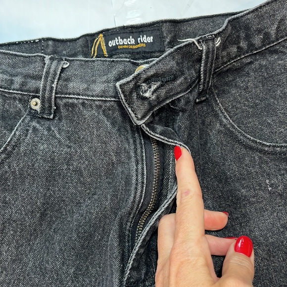 Outback rider BLACK frayed JEAN SHORTS RED stitch pockets Y2K men 30 STREET WEAR - Picture 6 of 12